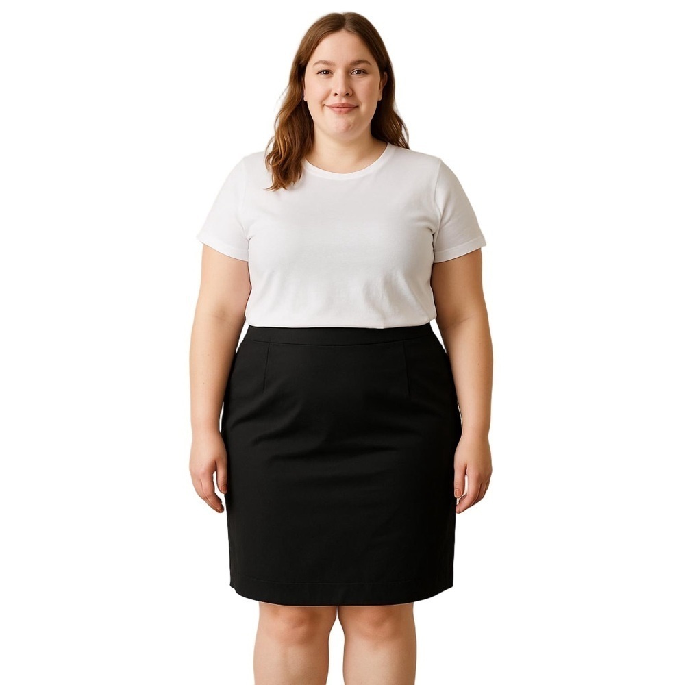 Contemporaine Simons Knee Length Pencil Skirt Black 14 - Stretch Cotton Lined